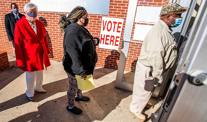 Alabama Gov. Kay Ivey in line to vote