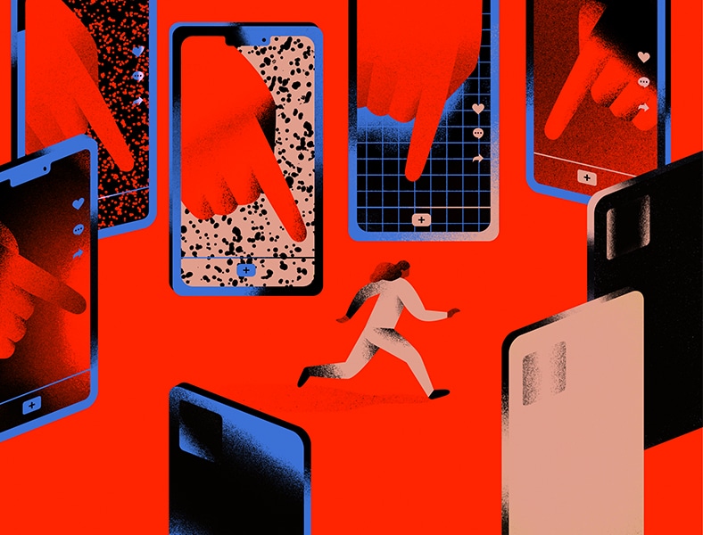 report year in search 2022 indonesia Illustration of a fingers pointing through mobile devices