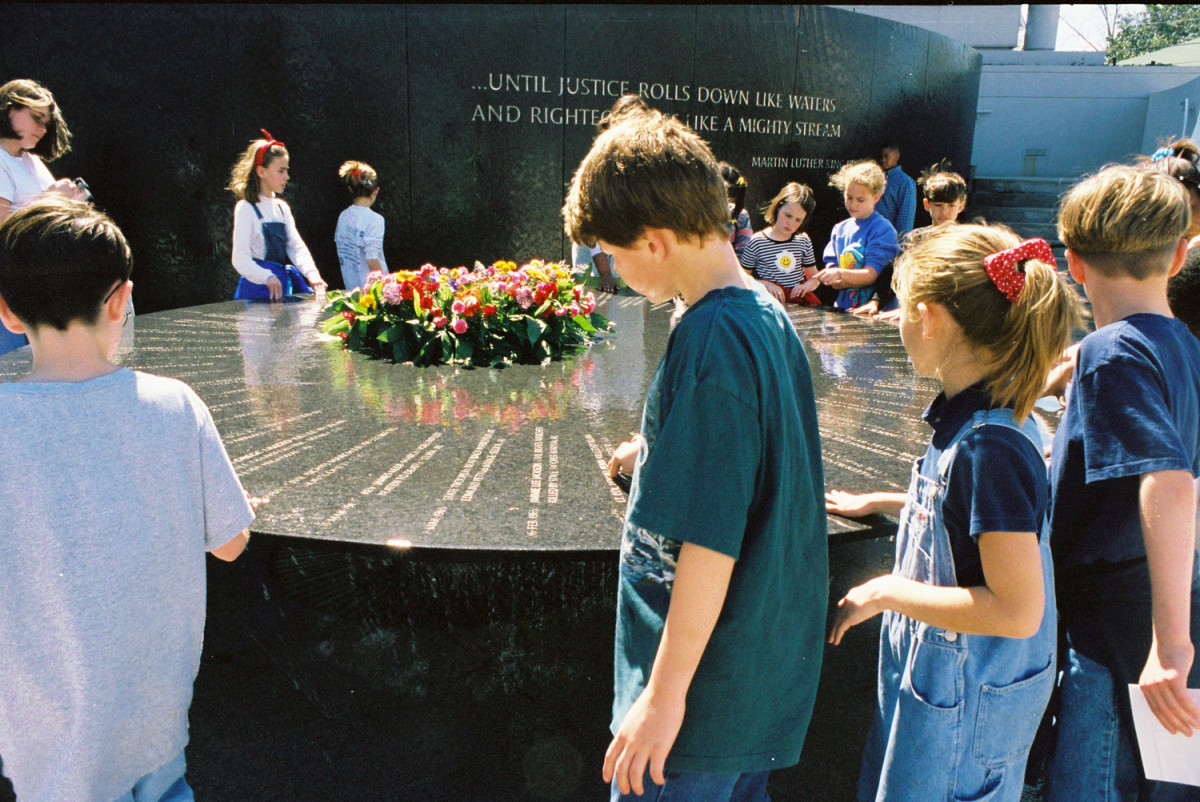 School children visit the Memorial