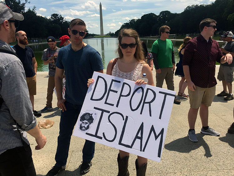 A Spencer supporter at the Lincoln Memorial rally. 