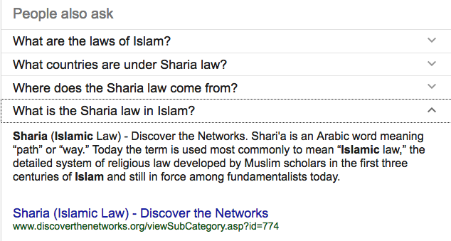 discovernetworks image discovernetworks Searching Sharia: Anti-Muslim Propaganda Ranks High in Google Search