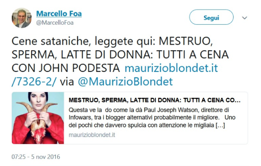 Marcello Foa's tweet