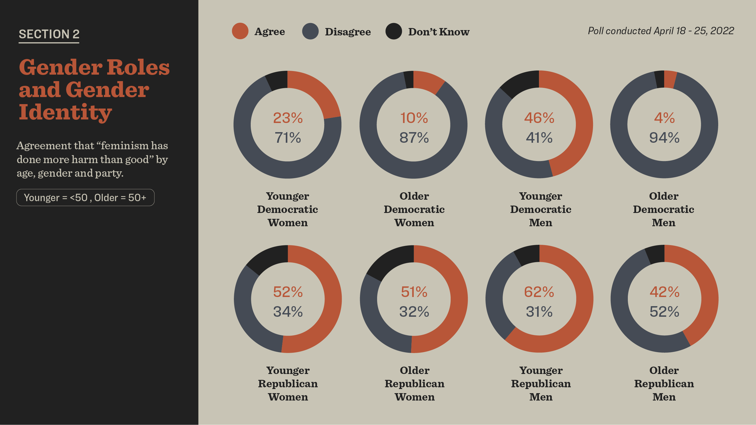 chart showing demographic breakdown of people who think feminism is harmful