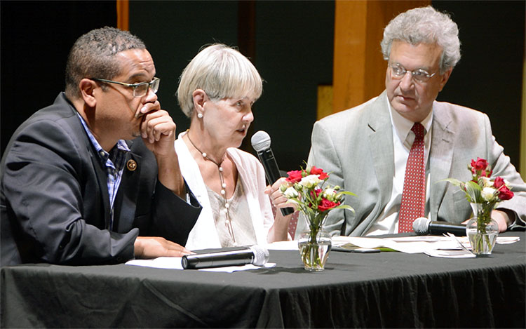 From left to right: U.S. Rep. Keith Ellison (D-Minn.), Pam Horowitz, and SPLC president Richard Cohen