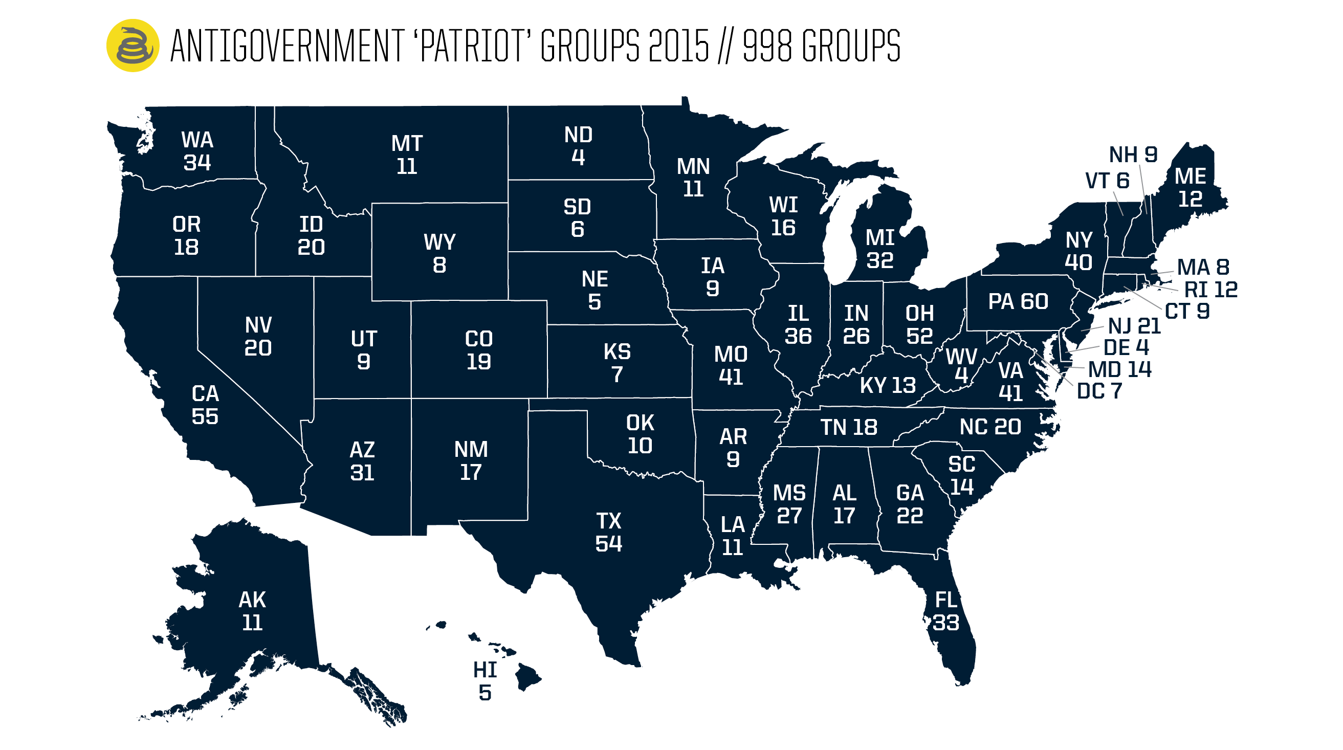 Image result for map of anti-government militia groups in US