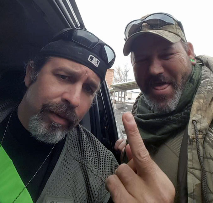 Vance (right) poses with Pete Santilli, a well-known antigovernment mouthpiece who was among those charged with conspiracy and other crimes following the armed occupation of the Malheur National Wildlife Refuge near Burns, Ore.