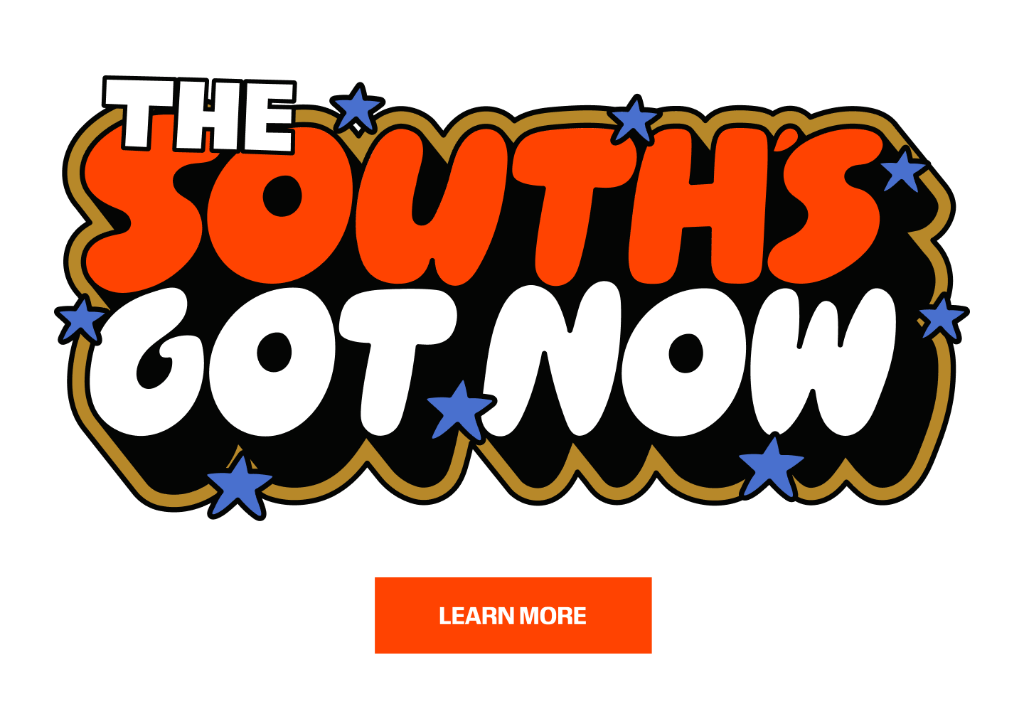 Graphic word bubble The South's Got Now with Learn More button