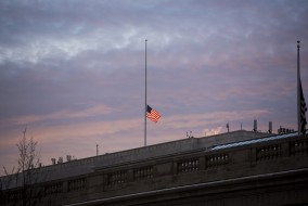 U.S. flag at half mast