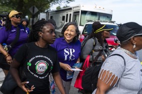 Margaret Huang in crowd