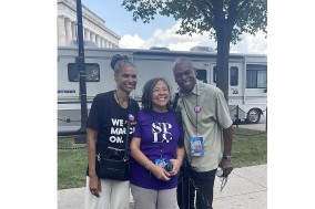 Margaret Huang with Maya Wiley and Wade Henderson