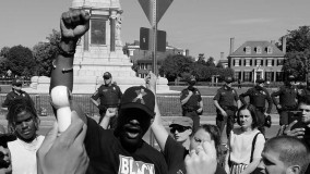 Black Lives Matter supporters at statue of Confederate General Robert E. Lee in Richmond, Virginia