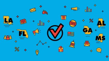 Vote icons associated with five Southern states