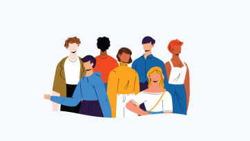 illustration of a diverse group of teenagers