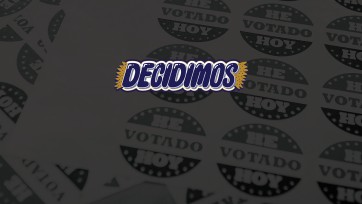 Ilustracion de palabra Decidimos sobre una pagina de stickers para votantes.