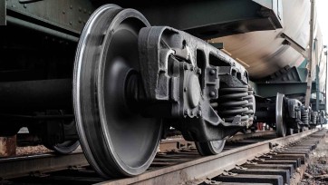 Closeup of train wheels