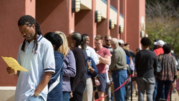 Cobb County voters stand in line