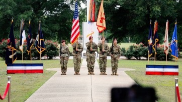 soldiers holding flags