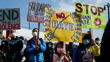 protestors at Stop Asian Hate rally