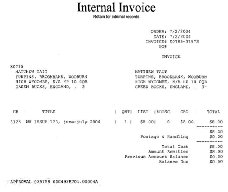 National Alliance purchase made by Matthew Tait in 2004