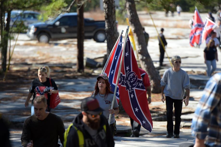 Tara Brandau at a CSA II: The New Confederate States of America rally in Stone Mountain, Georgia. Photo courtesy of the Atlanta Journal-Constitution. 