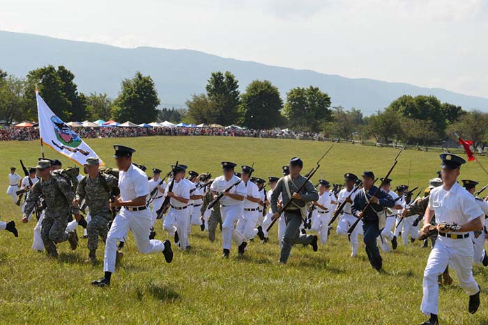 Cadets of the Virginia Military Institute take part in war reenactment