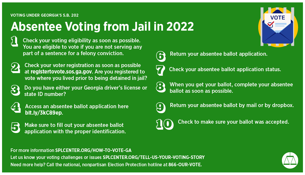 Georgia jail absentee voting instructions March 2022