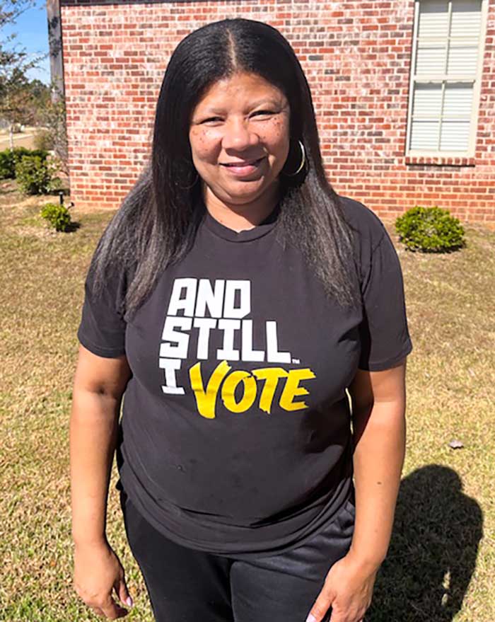 brenda-hyde-vote-t-shirt Person wearing And Still I Vote T-shirt