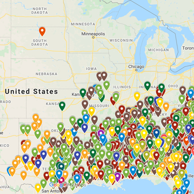 map of Confederate monuments