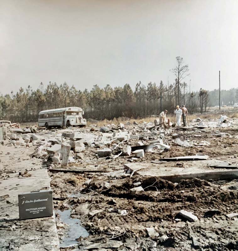 Aftermath of explosion at Thiokol Chemical Corp. factory