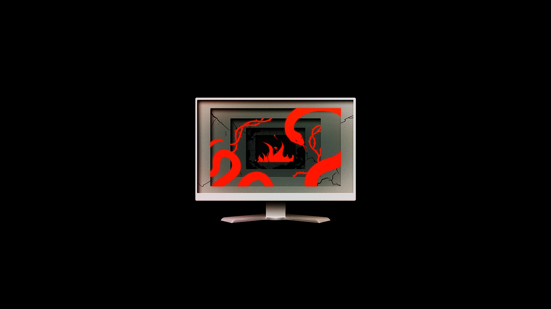 illustration of a computer monitor with various hazards inside