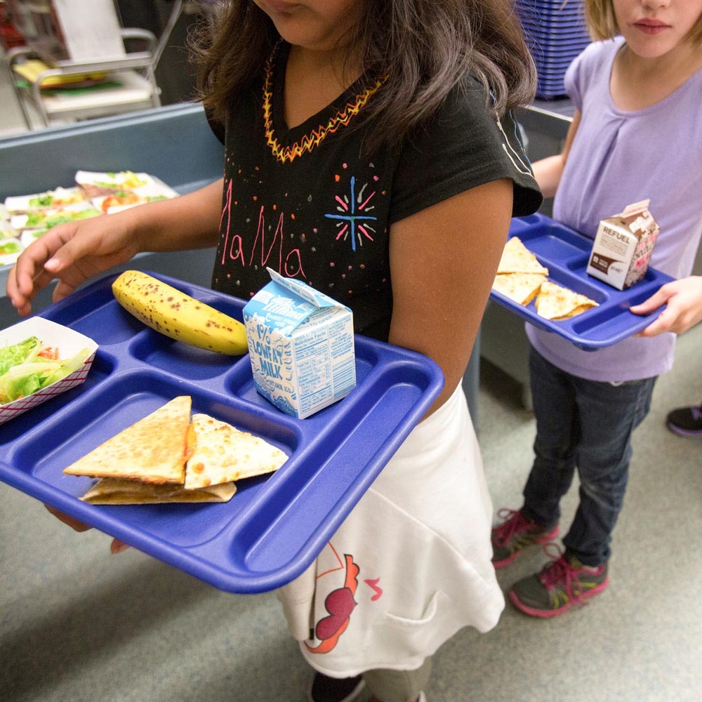 Children on school lunch line.
