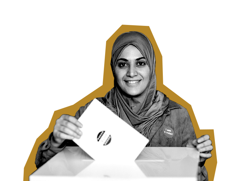 Person casting ballot.