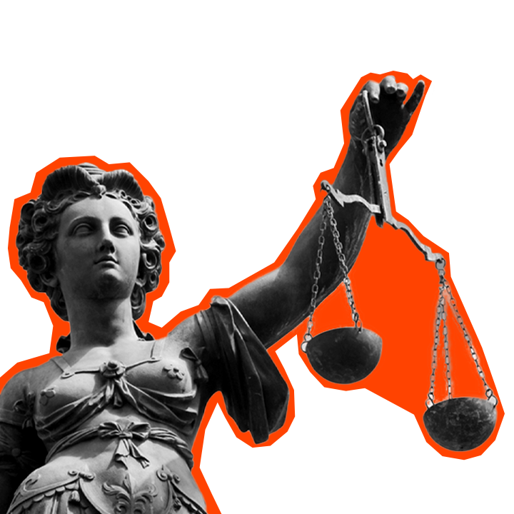 Dama de la Justicia. Estatua de una mujer sosteniendo una balanza.