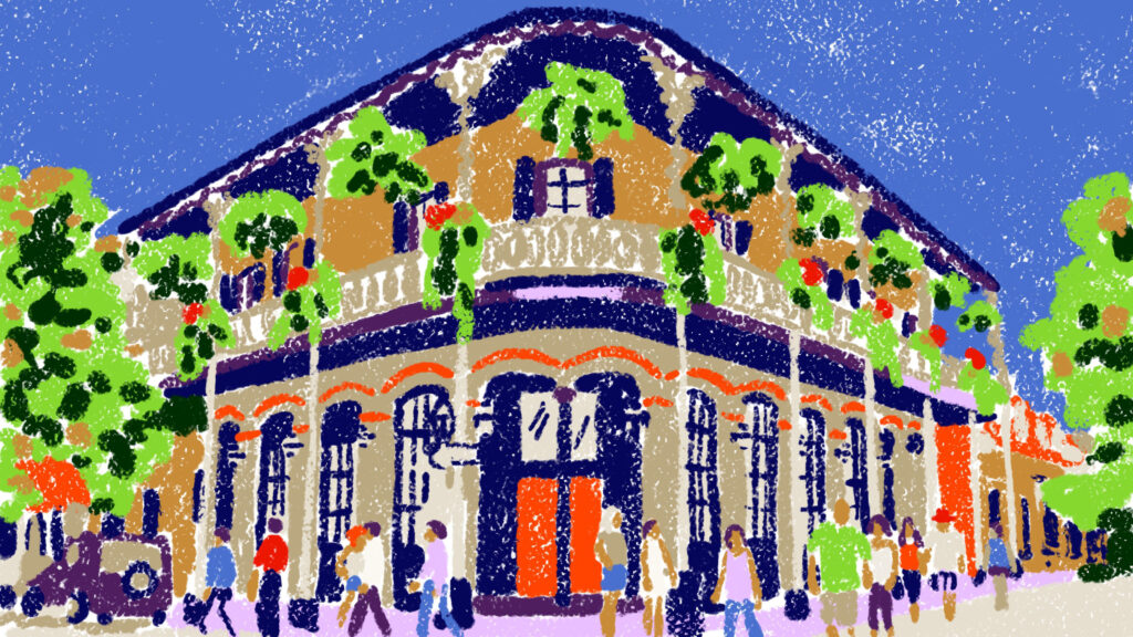 painting of downtown Louisiana