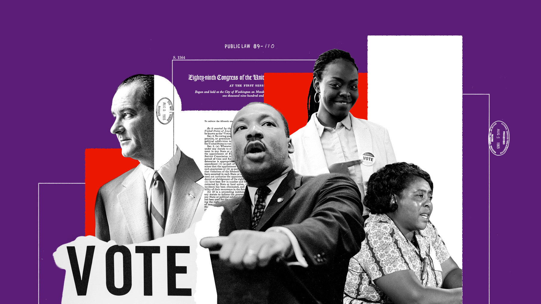 Collage of historical figures in voting rights.