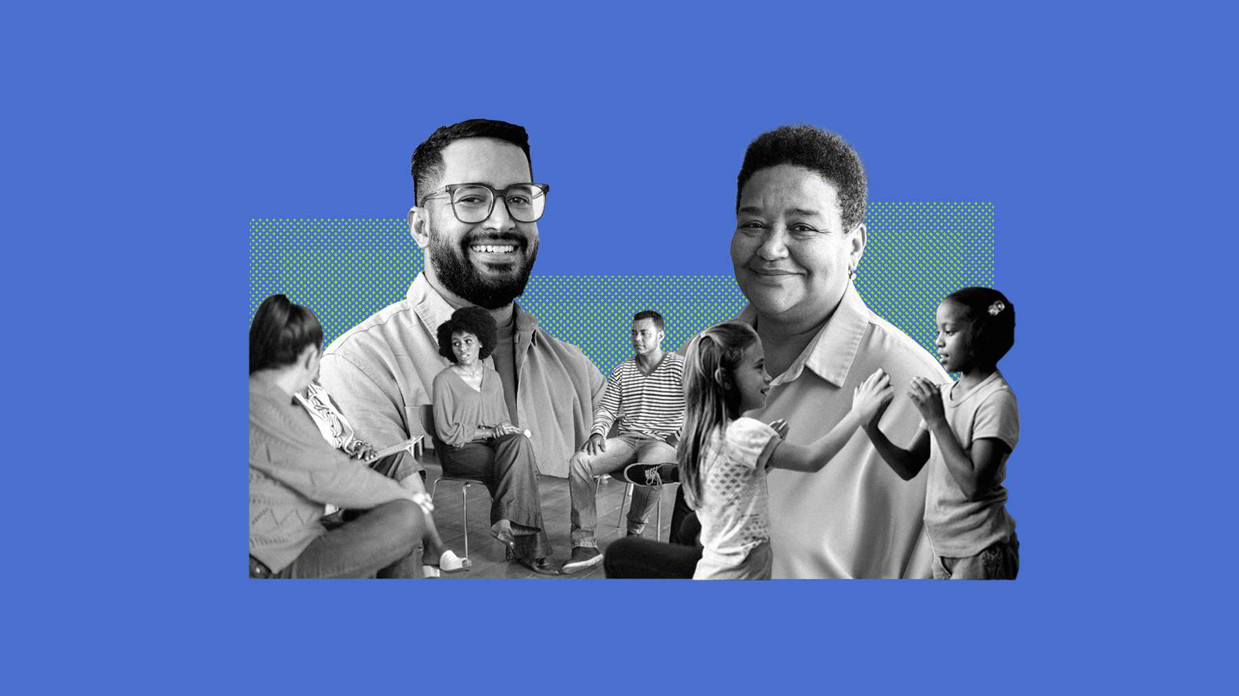 Collage of multiracial adults and children