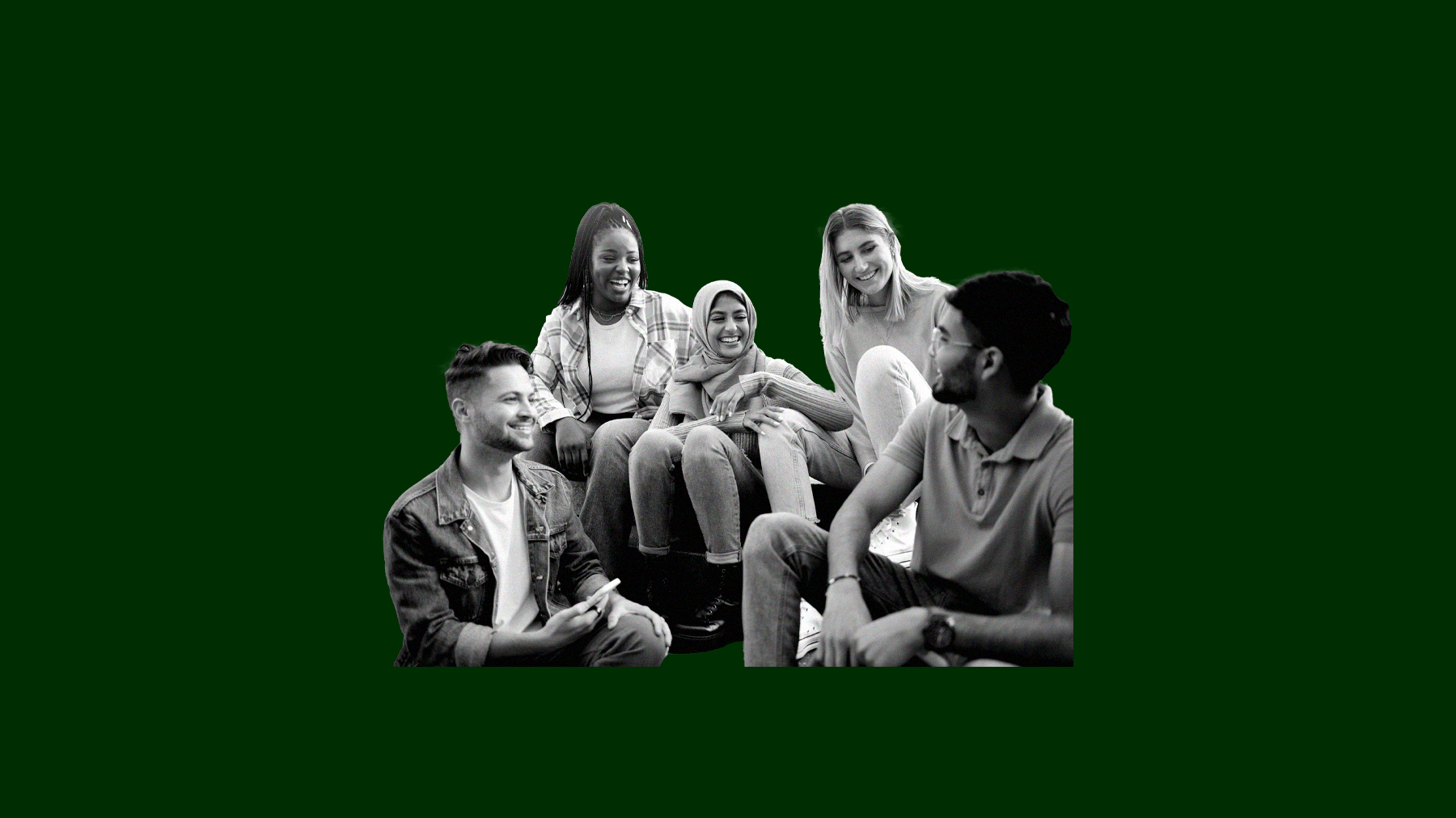 Image of a diverse group of teens relaxing and talking together