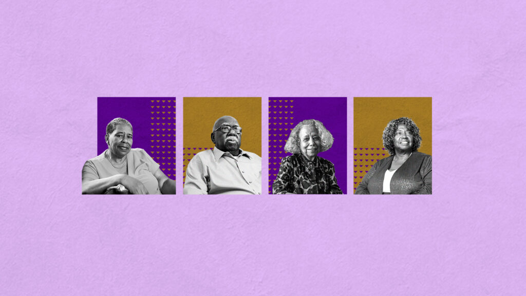 Collage image of Jo Ann Bland, Charles Person, Valda Harris Montgomery and Helen Sims