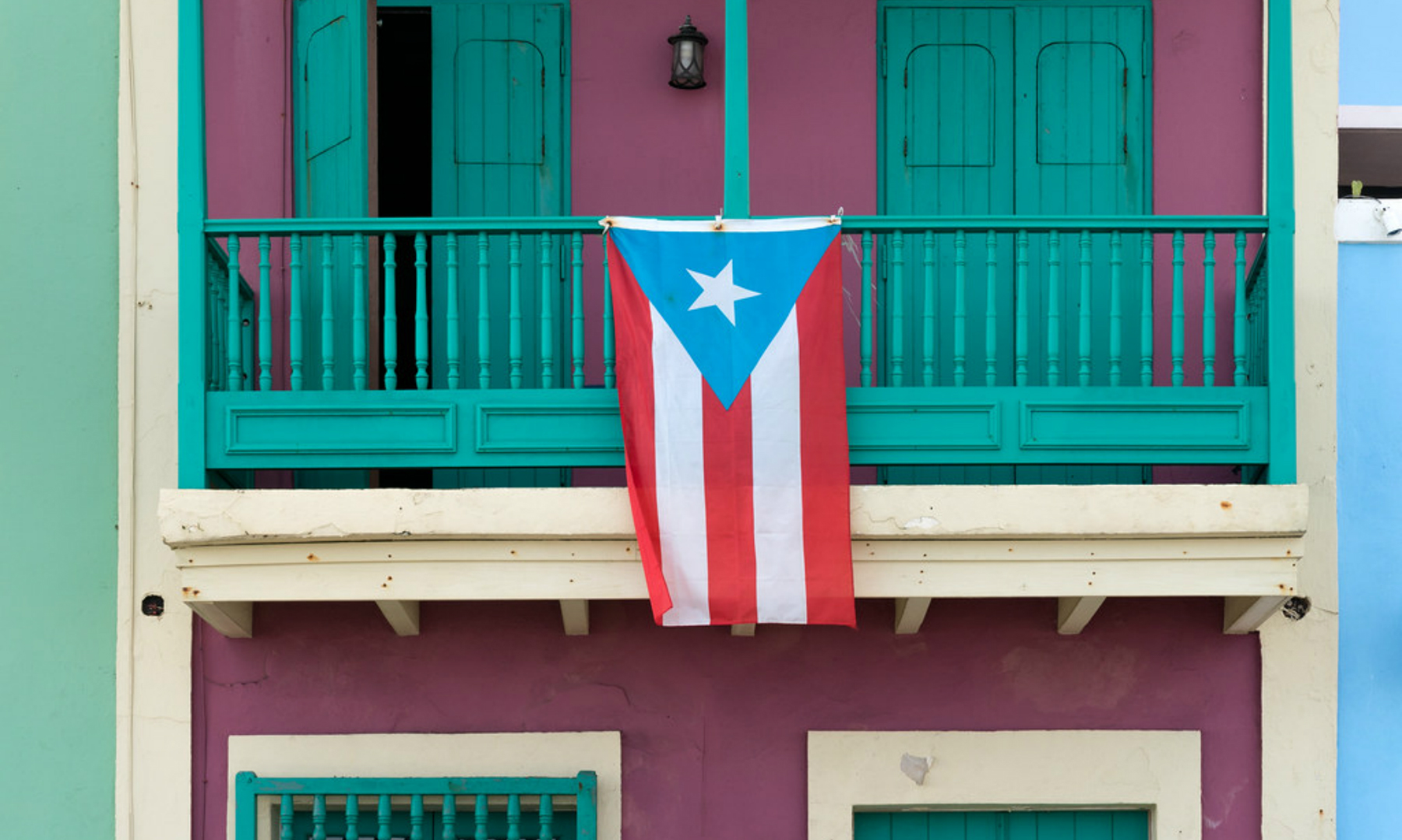 Puerto Rican flag in Old San Juan, Puerto Rico, by Lorie Shaull.