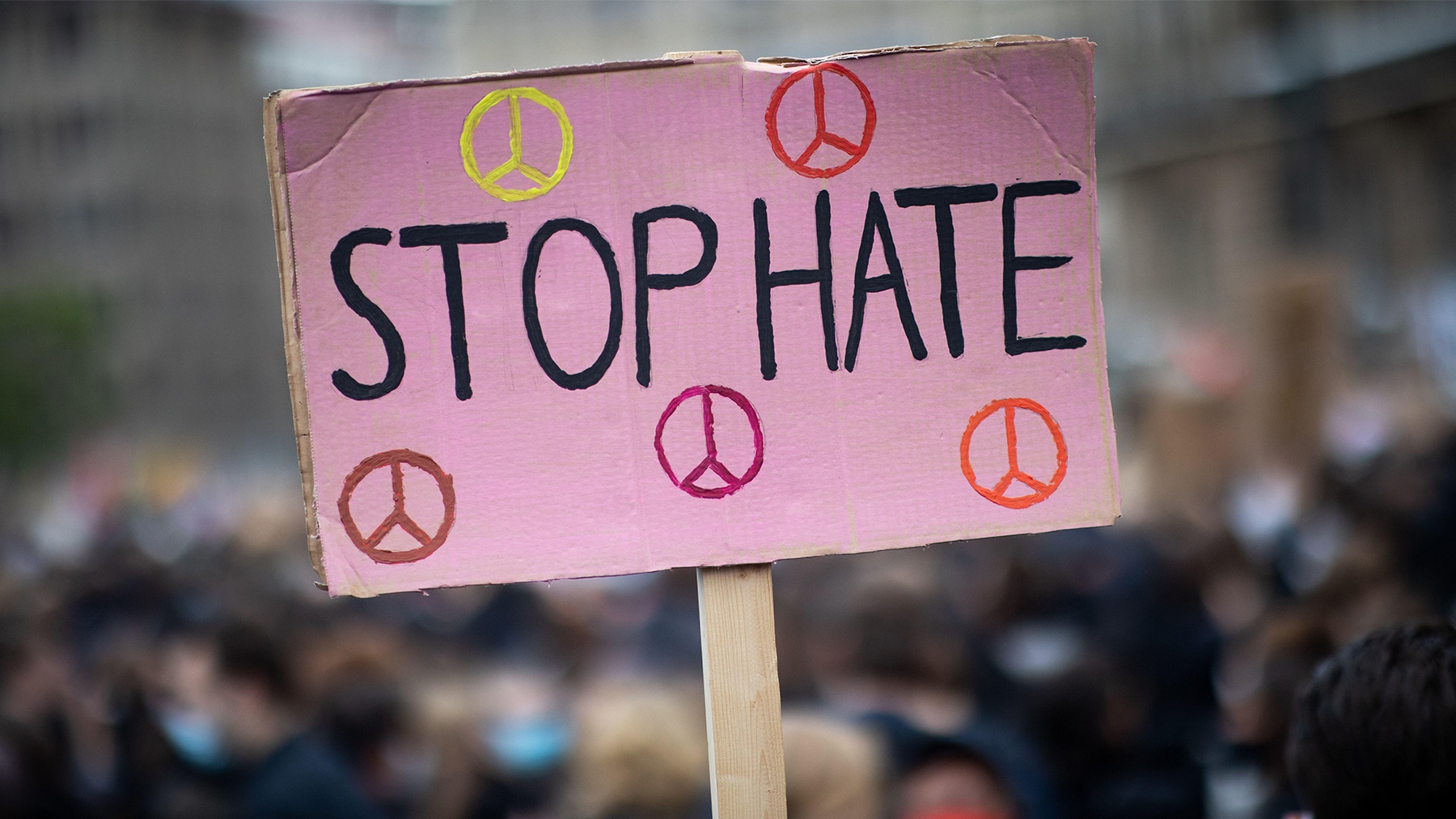 Protest sign reads: Stop hate